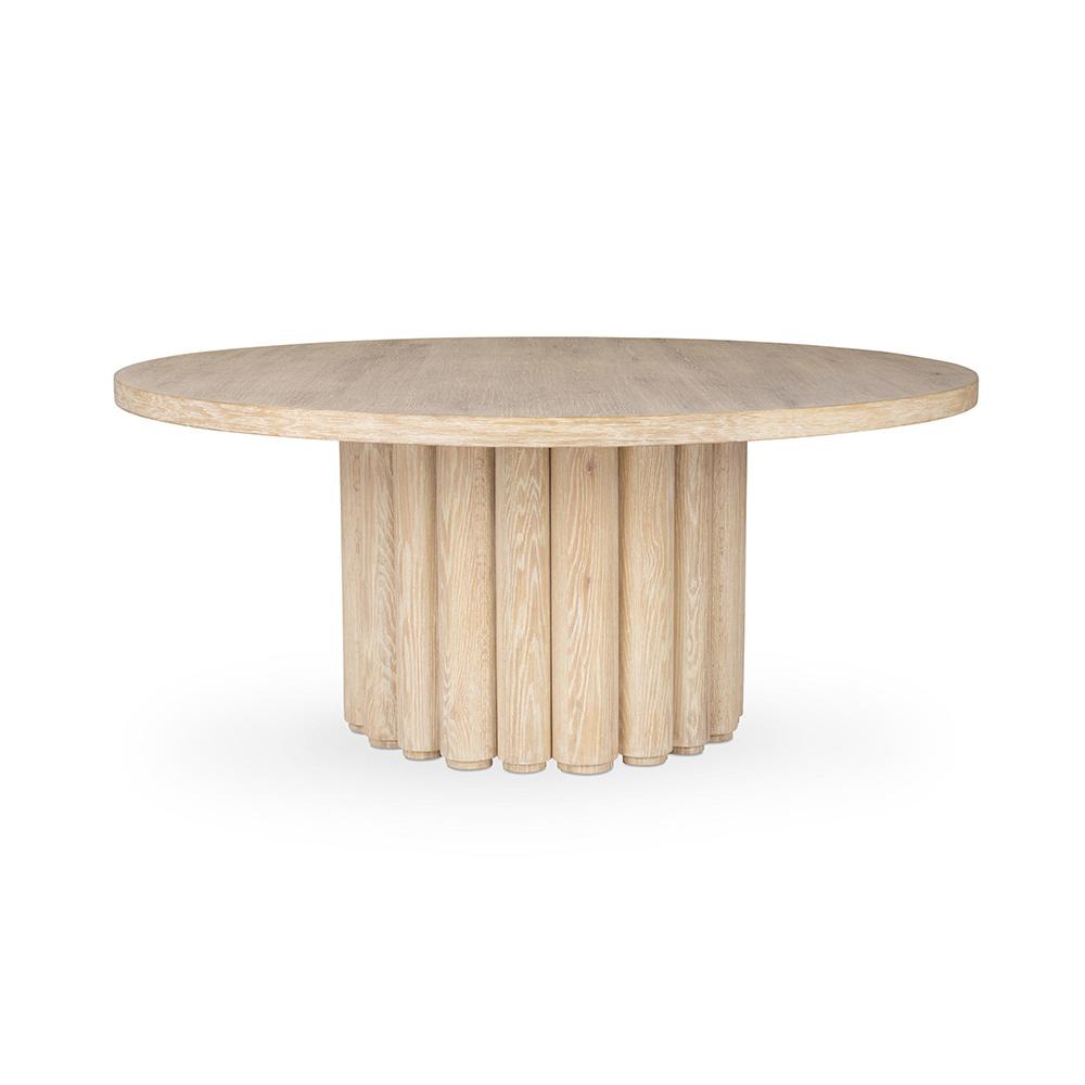 Classic Home - Tiber 70" Round Oak Veneer Wood Dining Table - White ...