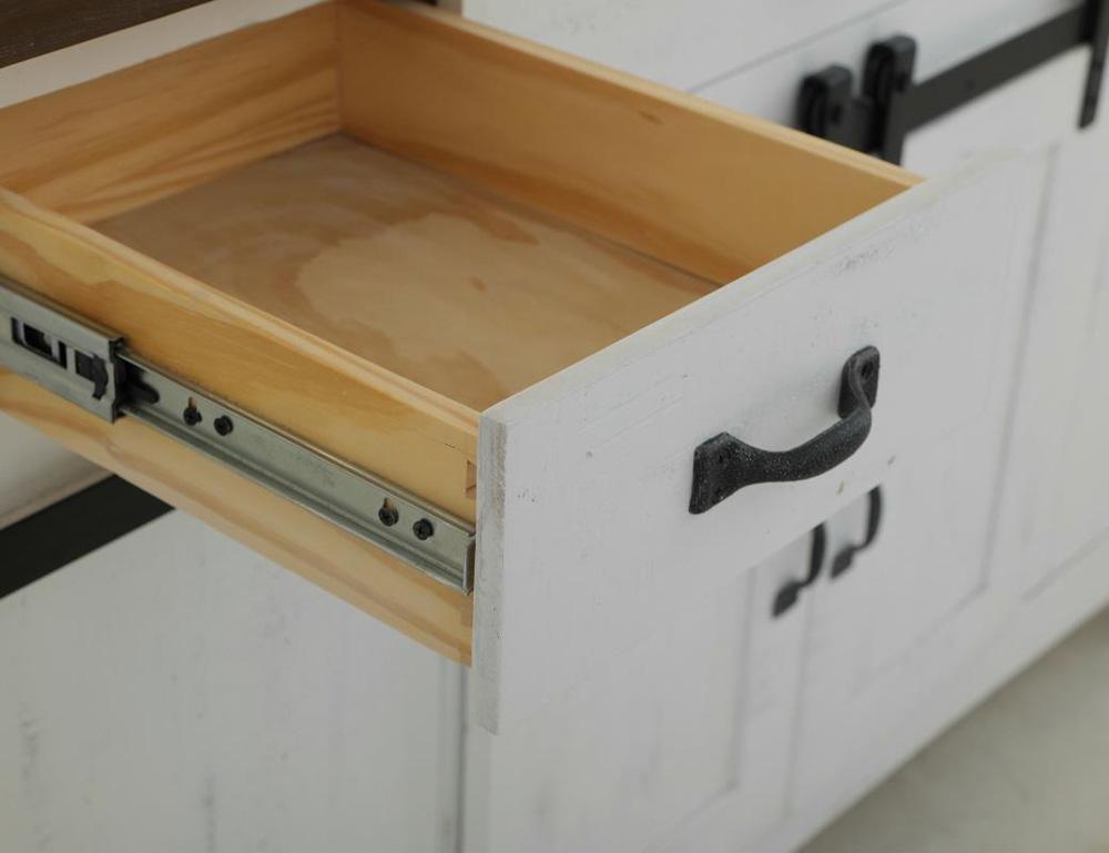 IFD - Pueblo White 3 Drawer Kitchen Island w/2 sliding doors, 2 Mesh ...